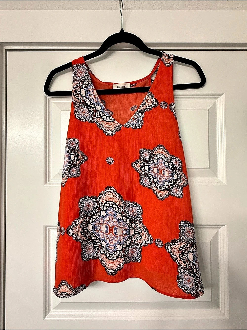 Everly Printed Tank Top in Orange & Blue